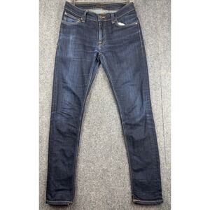 Y2K Nudie Jeans Skinny Lin Jeans Mens 29 Blue Indigo Raw Dry Stretch